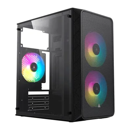 Gabinete Gamer Acegeek Aviator, Mini-Tower, Lateral de Acrilico, Com 2 Fans, Preto,AG-AVIATOR-BK-I2F