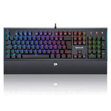 TECLADO MECANICO USB GAMER ARYAMAN RGB SWITCH BLUE REDRAGON K569RGB V2 PRETO
