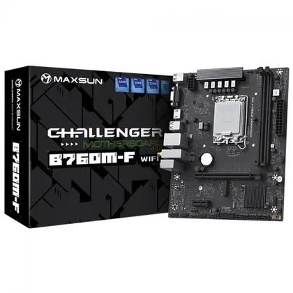 Placa Mãe MAXSUN Challenger B760M-F WiFi, Chipset B760, Intel LGA 1700, mATX, DDR4