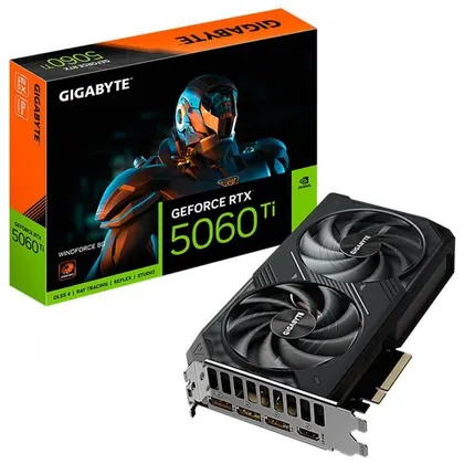 Placa de Vídeo Gigabyte NVIDIA GeForce RTX 5060 Ti Windforce, 8GB, GDDR7, DLSS, Ray Tracing