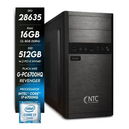 Computador NTC Performance Intel 1019 RV Intel Core i7 6700HQ Intel HD Graphics 530 16GB (2x8GB) DDR4 512GB SSD S/ Fan L