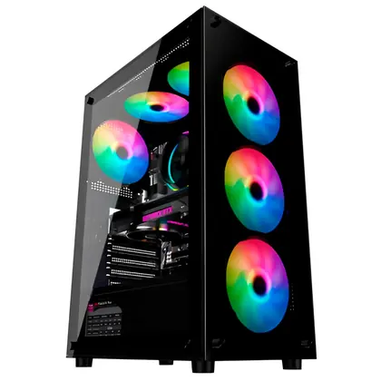 GABINETE GAMER MICRO ATX COM 4 FANS RGB SEM FONTE DUEX DX305T-RGB-FAN PRETO